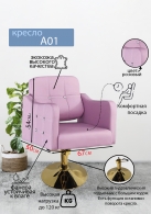 Предыдущий товар - Парикмахерское кресло "А01", розовый, диск золотой